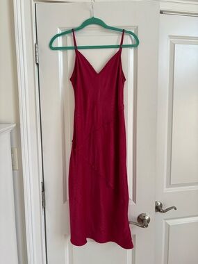 Anthropologie Slip Midi Dress in Deep Raspberry